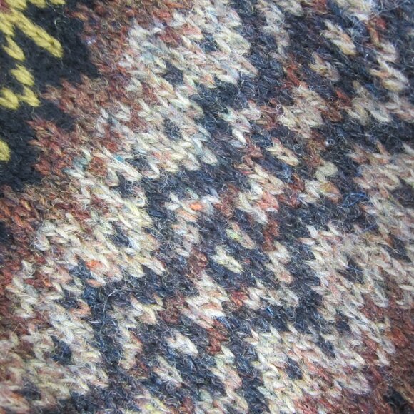 Geoffrey Been Mens Large Brown Black Lambswool Fair Isle Button Sweater Vest - Picture 8 of 10